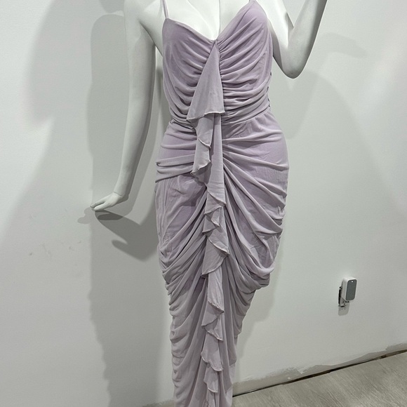 Lavender Ruched Ruffle Slip Dress - Picture 1 of 1